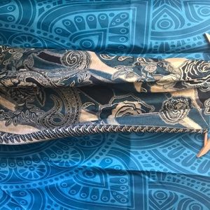 Blue and gold Pashmina scarf